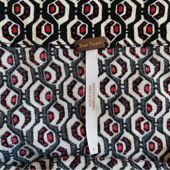 FREE PEOPLE Nadia Ruffle Skirt, Mini, Geometric Print, Red/Black/White, US 4 - Picture 7 of 7